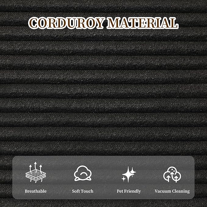 105" Modular Cloud Couch with Chaise Lounge, L-Shape Non-Assembly Required Sectional Sofa, 27" Deep Seat Modern Corduroy Sofa, Comfy High-Density Foam Couch for Living Room, Apartment