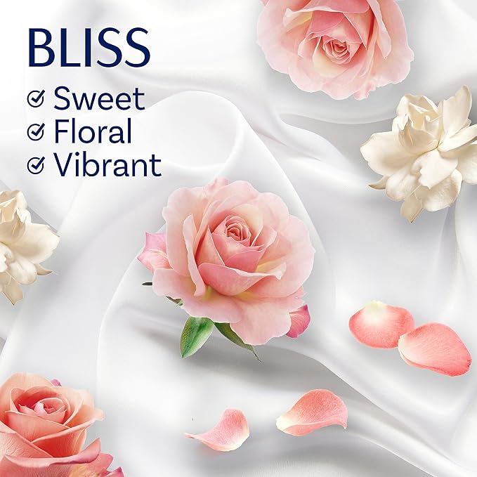 Downy Infusions Mega Dryer Sheets, Laundry Fabric Softener, BLISS, Amber and Rose, 130 Count