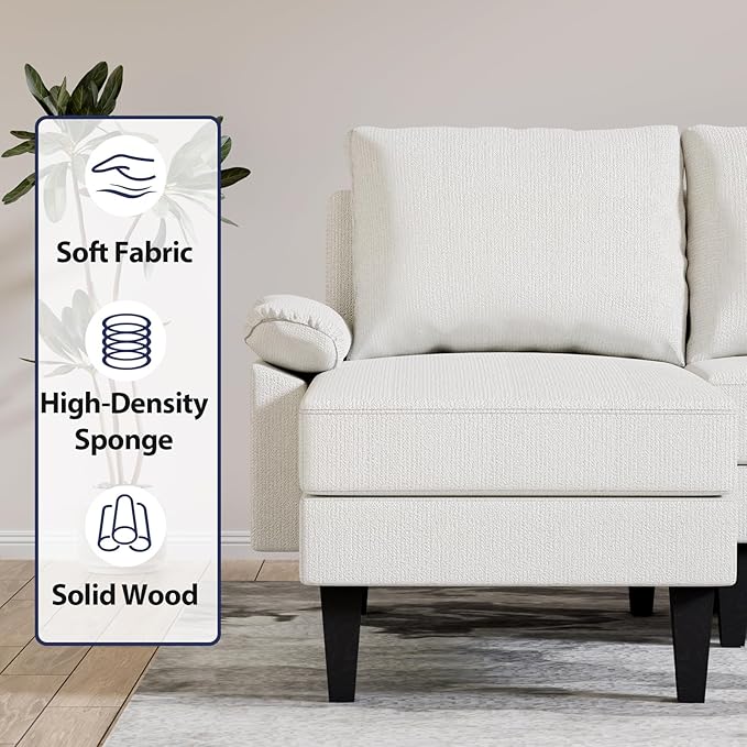 U Shaped Sectional Couch, Convertible Modular Sectional Sofa with Chaise & Ottomans, Modern 6 Seat U Shaped Couches for Living Room Apartment, Beige