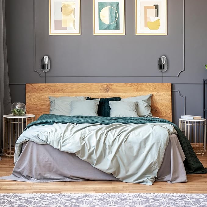 GLOBE Electric x Novogratz 51488 1-Light Plug-in or Hardwire Wall Sconce, Matte Black, 6ft Fabric Covered Cord, Rocker Switch, Wall Lights for Apartment or Renters, Modern Lighting