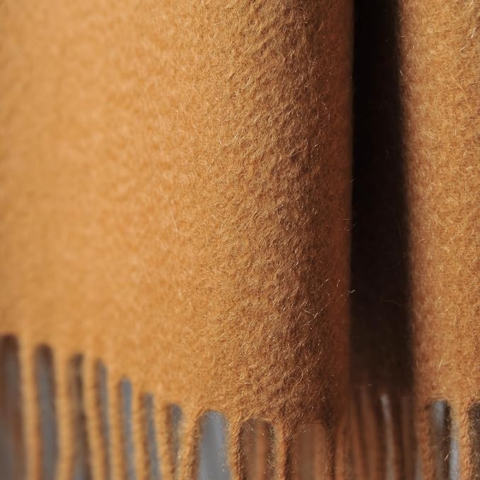 CUDDLE DREAMS Premium Cashmere Throw Blanket with Fringe, Luxuriously Soft (Camel)
