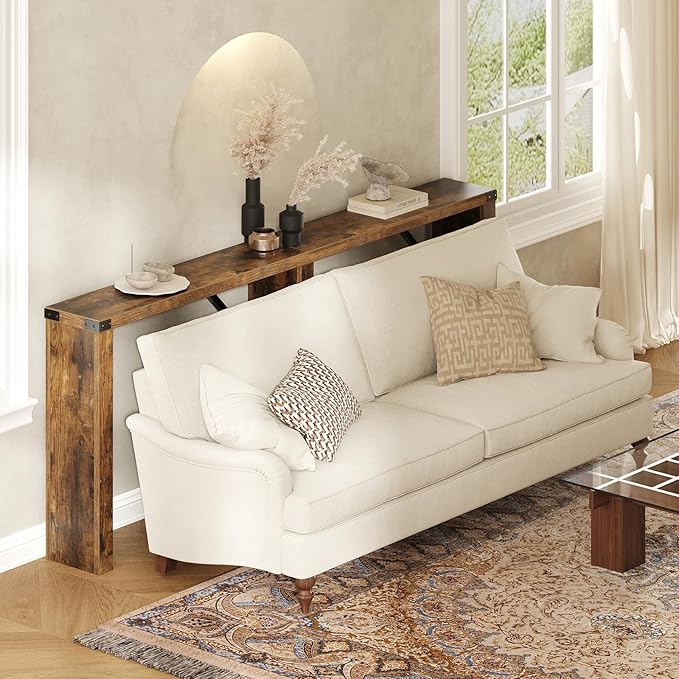 Console Table, 70.8" Long Behind Couch Sofa Table, Entryway Table, Farmhouse Console Table for Narrow Spaces, Hallway, Living Room, Rustic Brown CT31BR