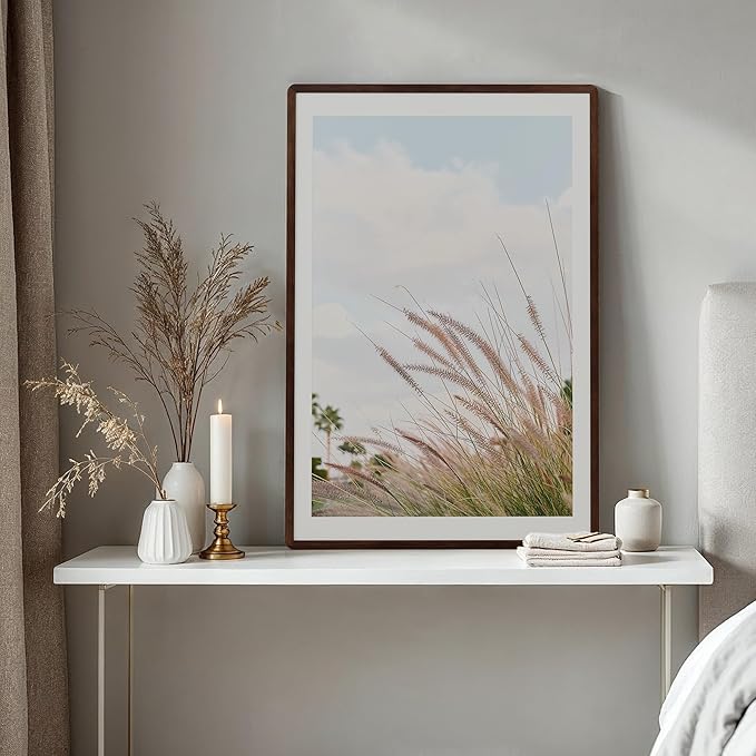 27x40 inch Poster Frame - Solid Walnut Wood 27 x 40 Poster Frame, Movie Poster Frame 27x40 With Mat For 24x36, Tempered Glass and Hanging Hardware Included, 27x40 Frame Wood, Natural Walnut