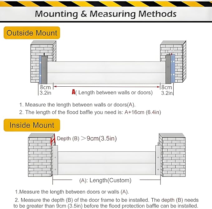 Flood Barriers for Home Exterior - Aluminum Alloy Outdoor Garage Doors Water Barriers for Flooding,H15.7 Inch/L8FT