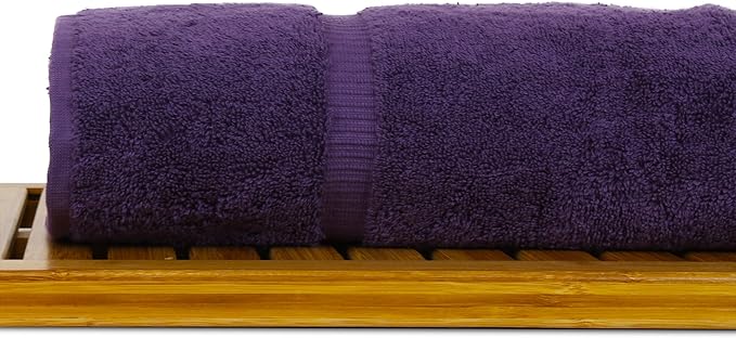 Luxury Hotel & Spa Collection Highly Absorbent, Quick Dry 100% Turkish Cotton 700 GSM, Eco Friendly Towel, for Bathroom Dobby Border Soft Bath Towel Set 27 X 54 (Plum, Bath Towels - Set of 2)