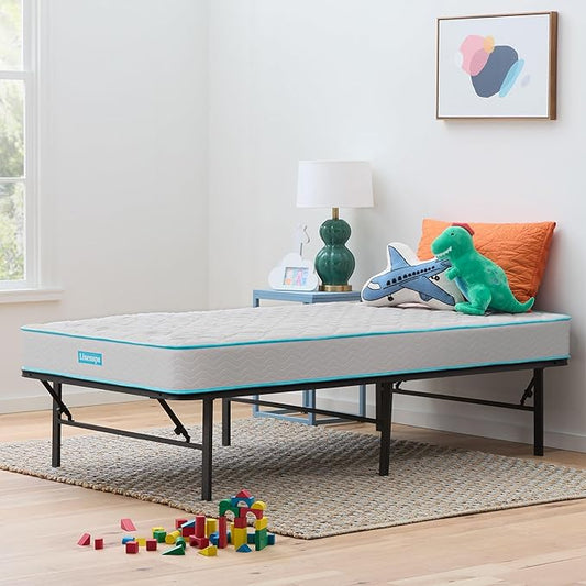 Linenspa 6-Inch Innerspring Mattress - Full + 14-Inch Folding Platform Bed Frame