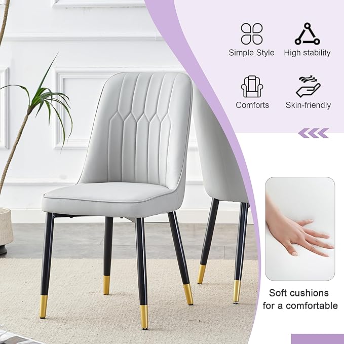 45 Inch Round Dining Table Set for 4, 5 Piece Kitchen Table and Chairs Set, Black Faux Marble Table Top, Small Space Dining Set for Apartment or Dining Room