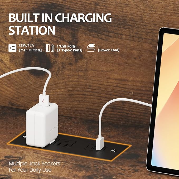 HISOFT Full Bed Frame with Headboard, Wood Bed Frame with High Storage Bookcase, 4 Storage Drawers & LED & Charging Station,No Box Spring Needed/Noise Free/All-Metal Support, Vintage Brown