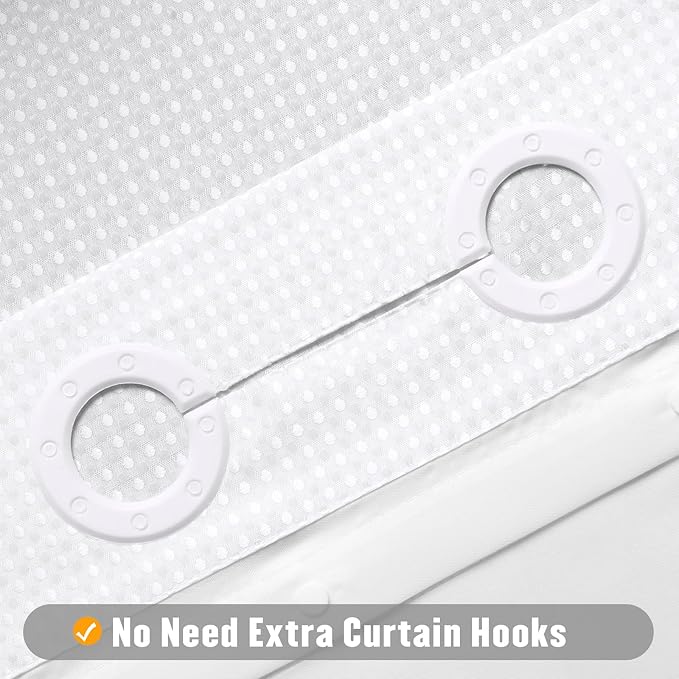 MitoVilla No Hooks Needed Black Ombre Waffle Shower Curtain with Snap-in Liner, Modern Waffle Weave Heavy Duty Fabric Cloth Shower Curtain for Luxury Neutral Hotel Spa Bathroom Decor, 72 x 74