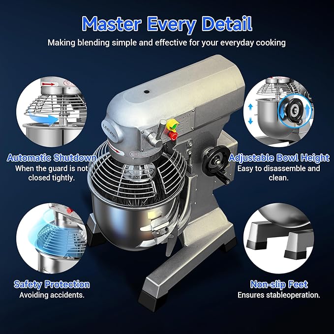 15Qt Commercial Food Mixer with Timing Function, 600W Commercial mixer 3-Speed Adjustable Heavy Duty, Electric Stand Food Mixer with Stainless Steel Bowl for Bakery Pizzeria. (Standard)