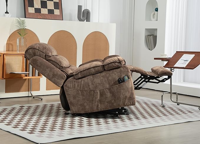 Oversized Extra Wide Power Lift Recliner Chair Extended Footrest for Big Tall Man 400lb, Heavy Duty Recliners with Heat Massage, Arm Storage & Cup Holders, Lay Flat 160° for Elderly Sleeping