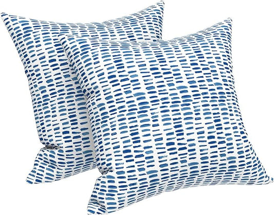 LVTXIII Outdoor Pillow Covers ONLY, Square Throw Pillow Covers, Modern Cushion Cases for Sofa Patio Couch Decoration 18 x 18 Inch, Pack of 2, Pebble Blue
