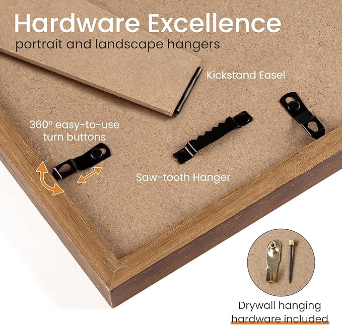 Axeman 5x7 Picture Frame | Solid Oak Wood Picture Frame | 5x7 Frame With Mat For 4x6 | 5 x 7 Photo Frame | 5x7 Wood Picture Frame | 5 By 7 Picture Frame | Hanging Hardware Included | Walnut