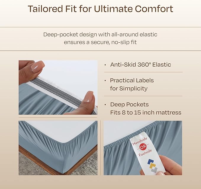 California Design Den Split King Sheets Sets for Adjustable Bed -Buttery Soft 800 Thread Count 100% Cotton Set, Beats Fake Egyptian Claims, Sateen Bedding Set with Durable Twin XL Fitted Sheets (Blue)