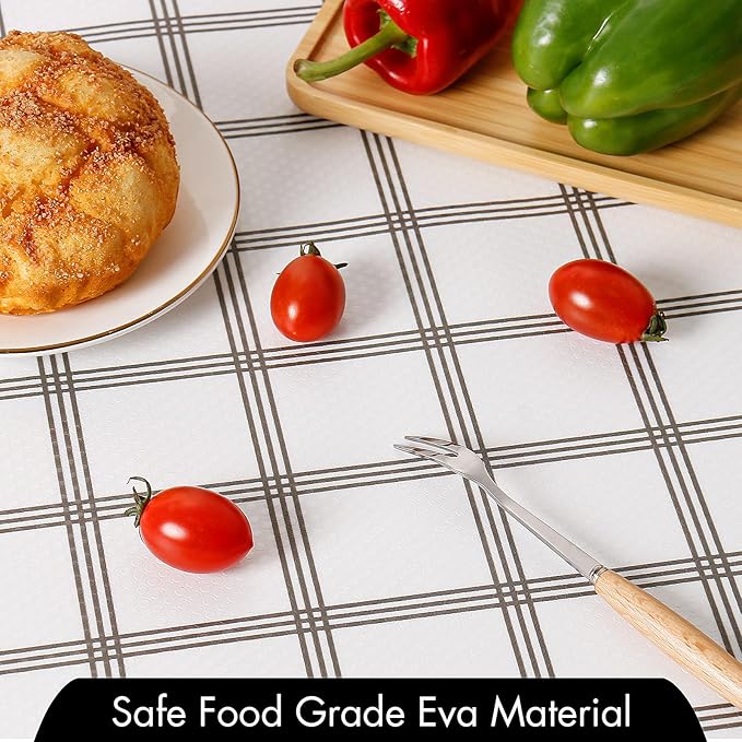 Cooyes Shelf Liner for Kitchen Cabinets – Non-Adhesive Waterproof EVA Liner for Drawers and Cabinets – Durable, Easy-to-Cut Shelf Paper with Modern Pattern