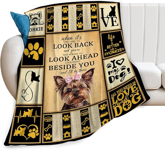 banonaty Yorkie Blanket Dog Throw Blanket Cozy Fleece Flannel Bedding Springer Yorkie Gifts for Women Men Boys Girls Adult Lover Stuff Plush for Couch Sofa Bed Decor 60"X80"
