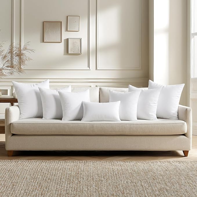 MIULEE Throw Pillows Inserts, Pack of 4 20x20 Inch 100% Virgin Fiber Filling Bed Couch Pillows