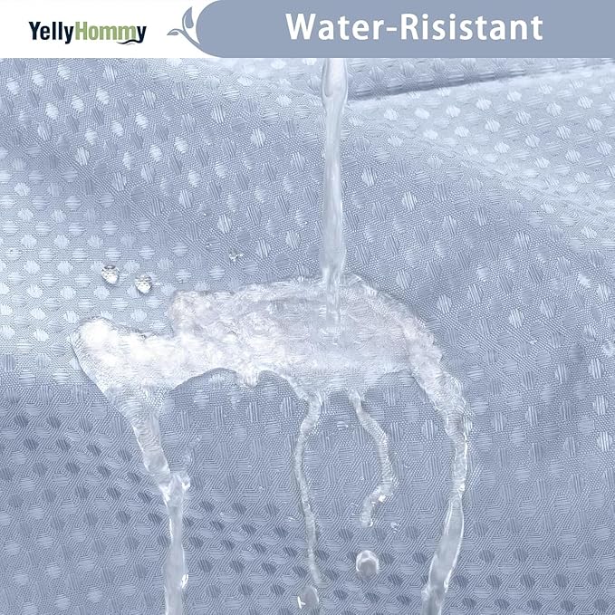 YellyHommy No Hook Shower Curtain with Snap in Liner Set Less Time Waffle Shower Curtain for Bathroom (Mist Blue, 81" L x 72" W)