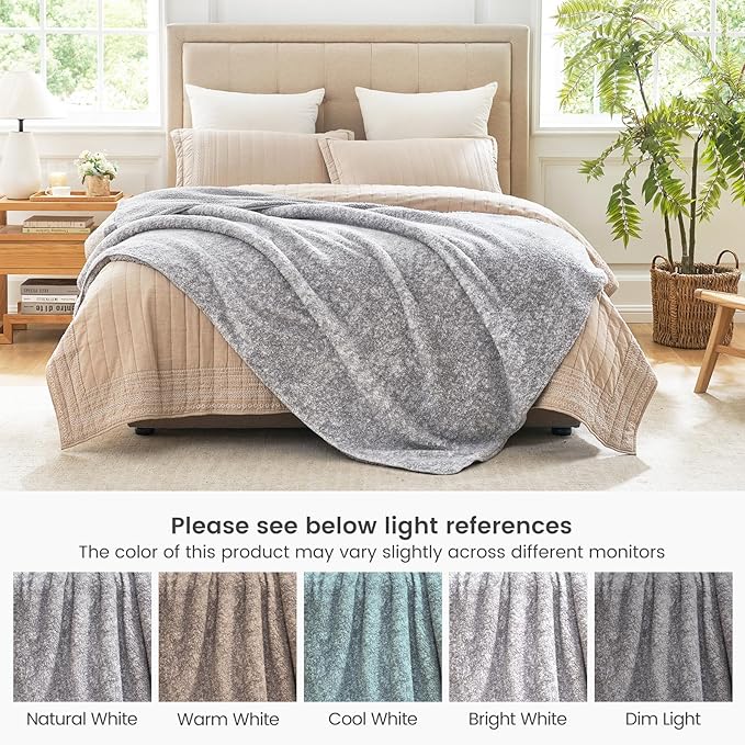 Cozy Bliss Ultra Soft Reversible Double Sherpa Sided Blanket, Fluffy Thick Warm Plush Fuzzy Blanket for Couch, Bed and Gifts (Mottled Grey, 60" x 80")