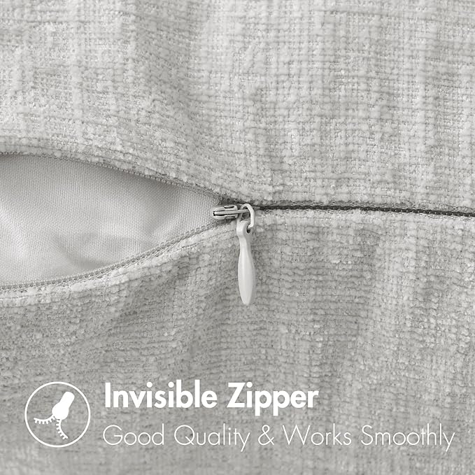 MIULEE Pack of 2 Light Gray Throw Pillow Covers 16x16 Inch Soft Chenille Pillow Covers for Sofa Living Room Couch Solid Dyed Cases