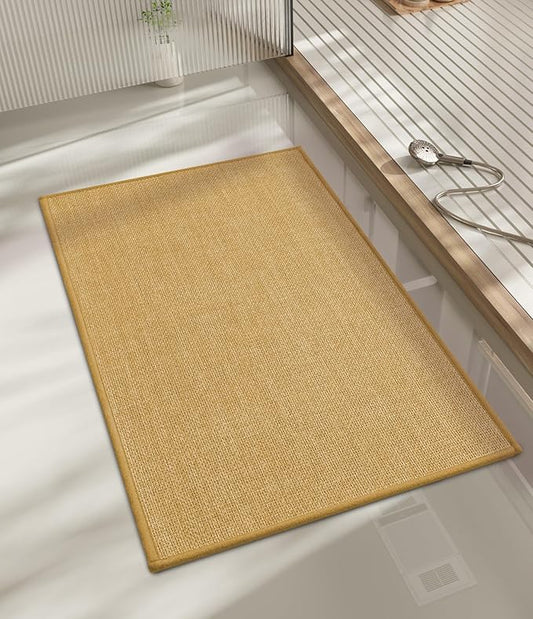 chakme Bathroom Rugs Mat 32x17, Ultra Thin Non Slip Bath Mat Quick Dry Absorbent Bath Mat for Bathroom Floor, (Yellow, 32"x17")