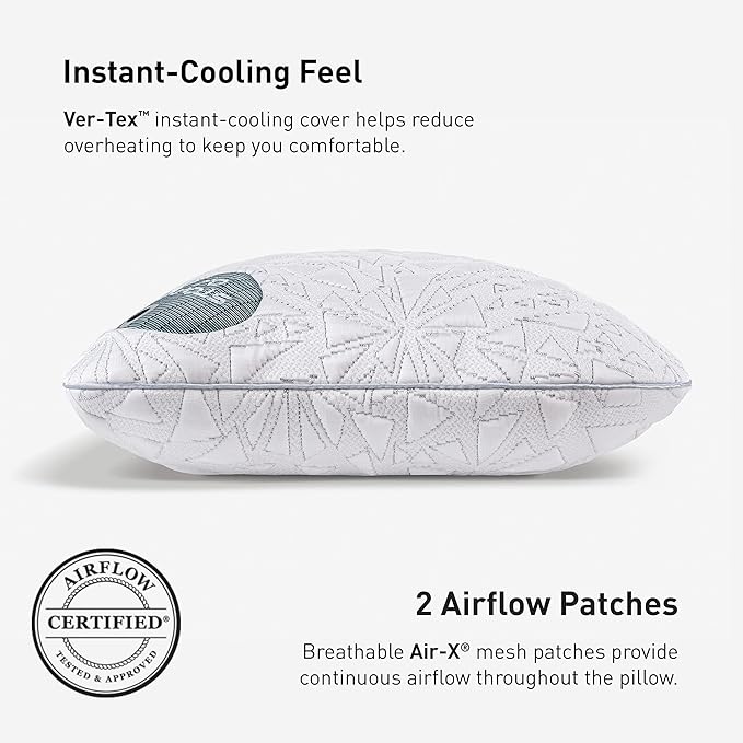 Bedgear Storm Cuddle Curve Performance Pillow - Size 0.0 - Cooling Bed Pillow for Side Sleepers - Medium Firmness- Washable and Removable Cover - 20" W x 26" L