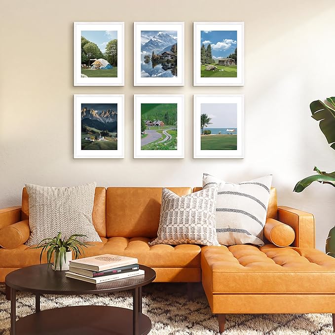 FIXSMITH 11x14 Picture Frame Set of 2, Photo Frame with HD Plexiglass, Display Pictures 8x10 with Mat or 11x14 Without Mat, White Picture Frames Collage Wall Decor, Gallery Wall Frame