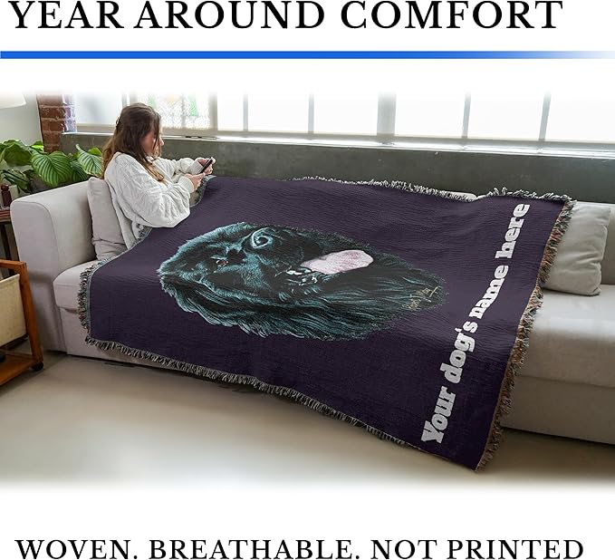 Pure Country Weavers Newfoundland Dog Personalized Woven Blanket Purple by Robert May - Gift Cotton Tapestry Throw - Made in The USA - 72" x 54"