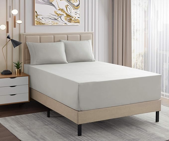 1500 Supreme Collection Extra Deep Pocket Sheets Set - Luxury Soft Bed Sheets, Wrinkle Free, Bedding, Over 40 Colors, 21 inch Extra Deep Pocket, Twin, Silver