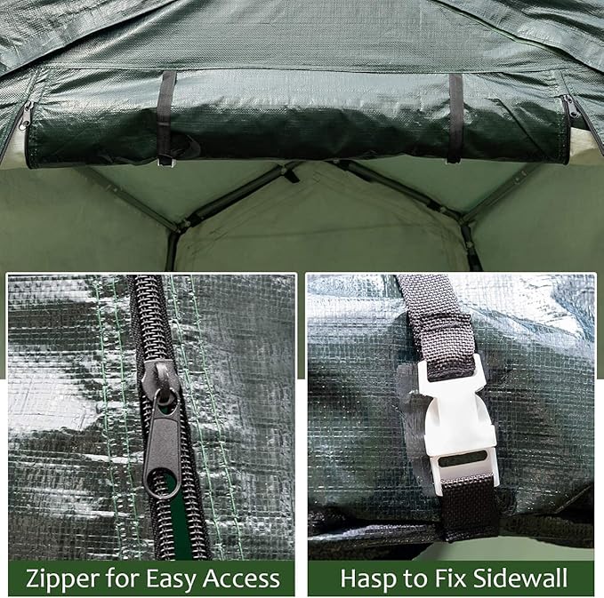 Tangkula 6x8 Ft Outdoor Storage Shelter, Enclosed Carport Tent with All-Steel Metal Frame and Waterproof Ripstop Cover, Outdoor Garage Tent with Sidewalls