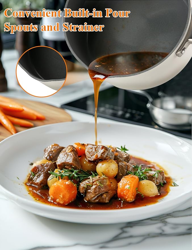 ChefRobot Nonstick Ceramic Cookware Set Healthy Pots And Pans Set Induction Kitchen Cookware sets Non Toxic Pots And Pan Set,PFOA ＆ PTFE Free (18 pcs)