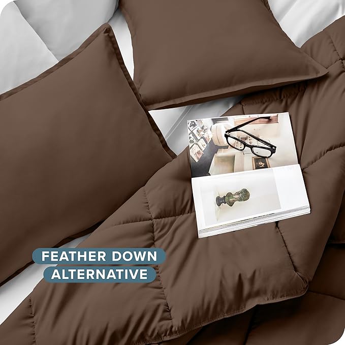 Bare Home Comforter Set - Twin/Twin Extra Long Size - Ultra-Soft - Goose Down Alternative - Premium 1800 Series - All Season Warmth (Twin/Twin XL, Cocoa)