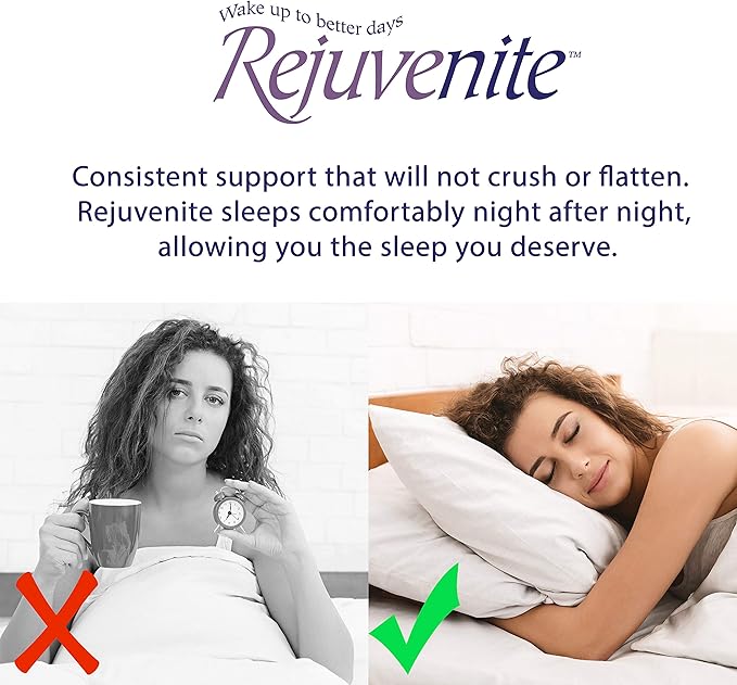 RejuveNite® American Talalay Latex Pillow - Medium Support, Queen High Profile - 100% Cotton Sateen Cover – Made in USA