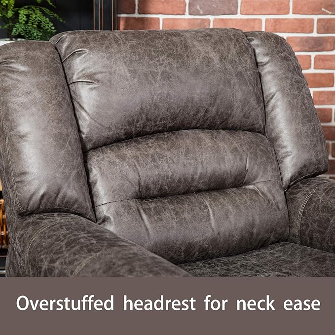 ANJ Electric Recliner Chair W/Breathable Bonded Leather, Classic Single Sofa Home Theater Recliner Seating W/USB Port (Smoky Gray)