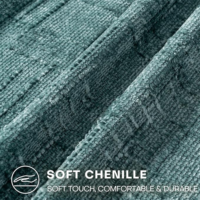 Decorative Throw Pillow Covers 22x22 Inch Set of 2, Soft Solid Farmhouse Chenille Couch Pillows, Spring Pillow Covers for Couch Sofa Bed Living Room Home Decor Pillowcase, Teal