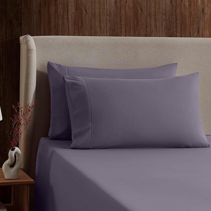 Nestl California King Sheet Set - 1800 Ultra-Soft Microfiber Cal King Bed Sheets - Double Brushed - Deep Pockets - Easy Fit - 4 Piece Set - Bed Sheets (California King, Grayish Purple)