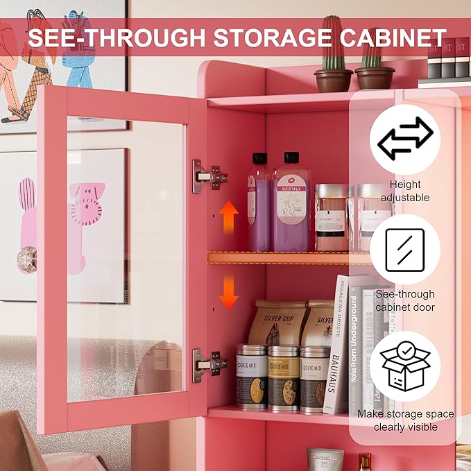 PAKASEPT 55.1" Large Vanity Desk with Mirror and Lights, Makeup Vanity with Power Outlet and 8 Drawers, 3 Lighting Modes Adjustable Vanity Table for Girl Women (Pink)