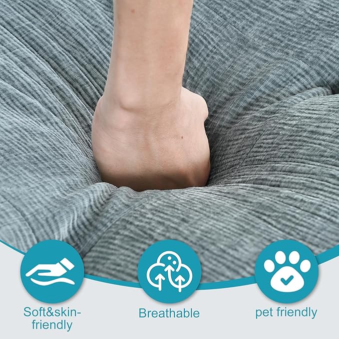 Sectional Couches for Living Room 112" L Shaped Cloud Couch Modern Modular Sectional Sofa Bad, Boneless Couch with Deep Seat, No Assembly Required (Chenille, Blue Gray)