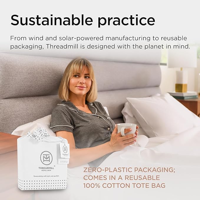 Threadmill Luxury Supima Cotton Sheets, Luxury 1000 Thread Count 100% Soft 100% Soft Cotton Sheets for Full Size Bed, 4 Pc White Bed Sheets Full Set, 5-Star Hotel Quality Deep Pocket Bed Sheets Set