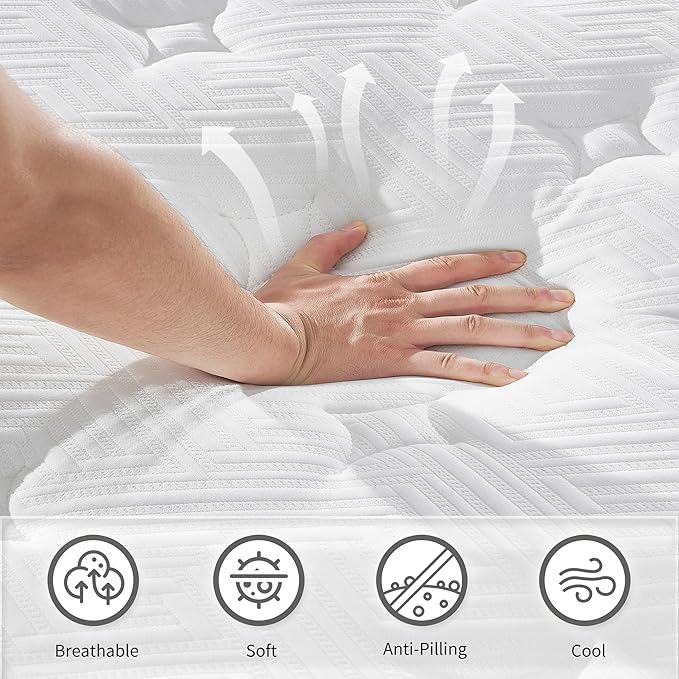 12 Inch Memory Foam Mattress,Queen Size Plush Hybrid Mattress,Cooling Knitted Cover & Pocket Spring,Breathable & Motion Isolating,Pressure Relief, Certified Foams Fabric,Bed in a Box,Tranquilo Core