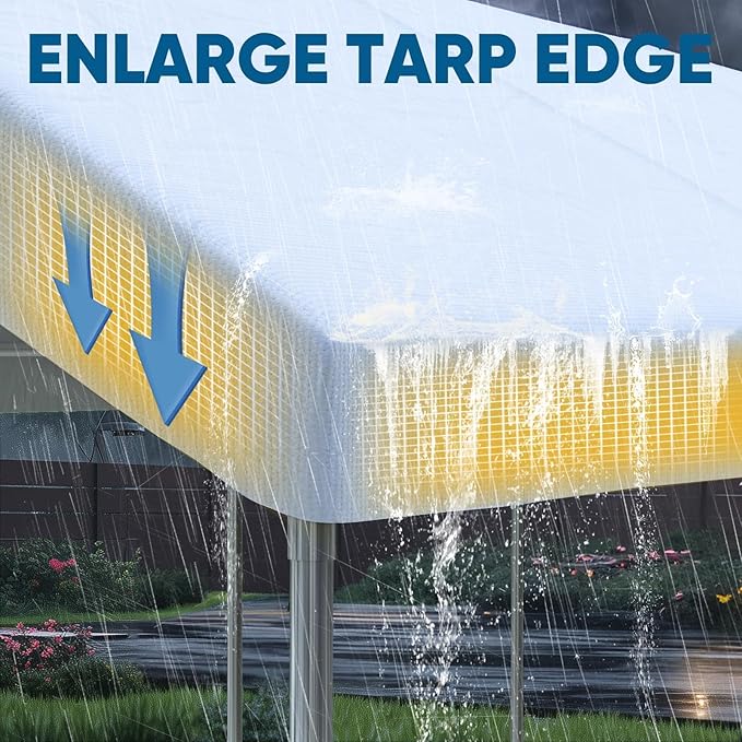 Quictent 10x20 ft Heavy Duty Carport Canopy Galvanized Car Tent Outdoor Garage Boat Shelter with Reinforced Structure, with Hanging Edge - White