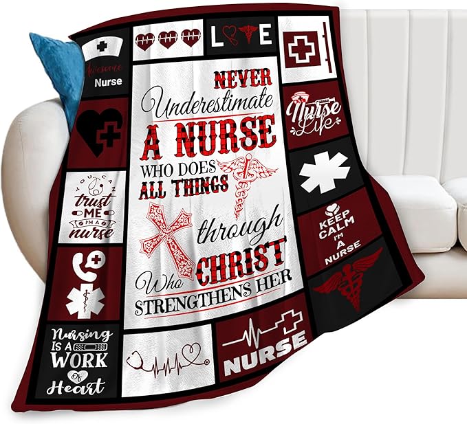 banonaty Nurse Gifts Nursing Throw Blanket Cozy Fleece Flannel Bedding LPN Rn Gifts for Women Female Girls Lover Adult Stuff Plush for Couch Sofa Bed Decor 40"X50"