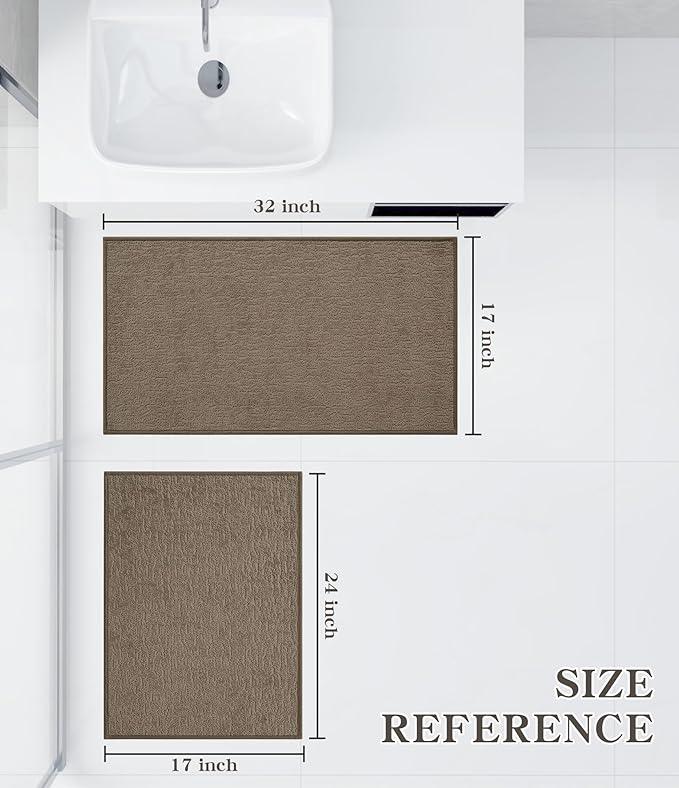 chakme Bathroom Rug Sets 2 Piece, Ultra Thin Bath Mat Quick Dry Bath Mat Set, Absorbent Bath Mat for Bathroom Non Slip Machine Washable, (Coffee, 2 Piece)
