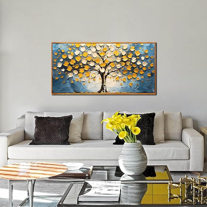 Tree Canvas Wall Art for Living Room - Modern Pictures Wall Art for Office - Wooden Framed Wall Art for Bedroom Size 20" x 40"