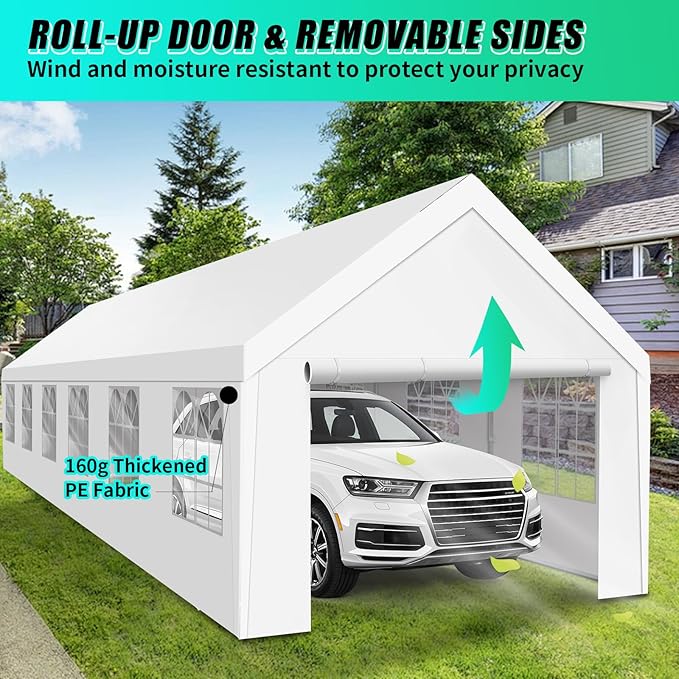Heavy Duty Carport, Spacious 20x40 Outdoor Shelter Portable Garage, Waterproof Canopy with Easy Assembly & All-Weather Protection