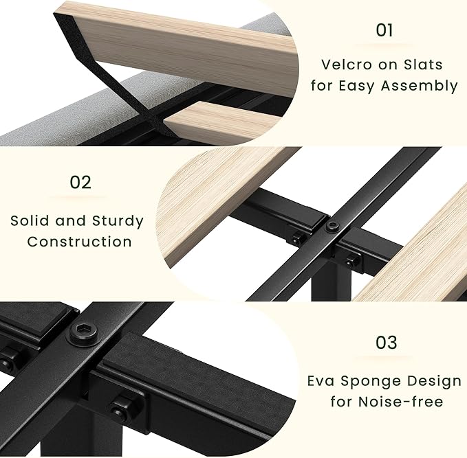 King Size Bed Frame with 4 Storage Drawers and Tufted Headboard Velvet Upholstered Platform Bed Frame with Heavy Duty Wood Slats, No Box Spring Needed, Easy Assembly, Bluish Grey