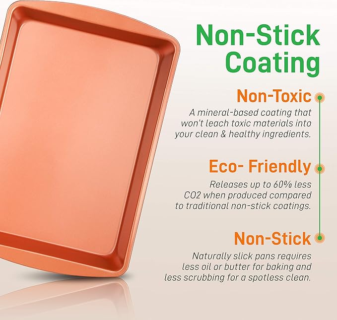 NutriChef 5-Piece Bakeware Set – Premium Non-Stick, Stackable Kitchen Baking Pans with Silicone Handles – Includes 3 Cookie Sheets, Baking Pan & Lid – Perfect for Cakes, Cookies & Brownies