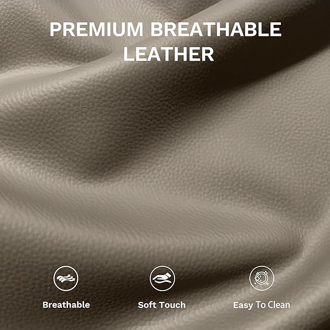 COLAMY Push Back Recliner Chair Set of 2,Mid Century Modern Wingback Chair, Comfy Armchair PU Leather Living Room Chairs with Wood Legs Reclining Chair Adjustable, Grey