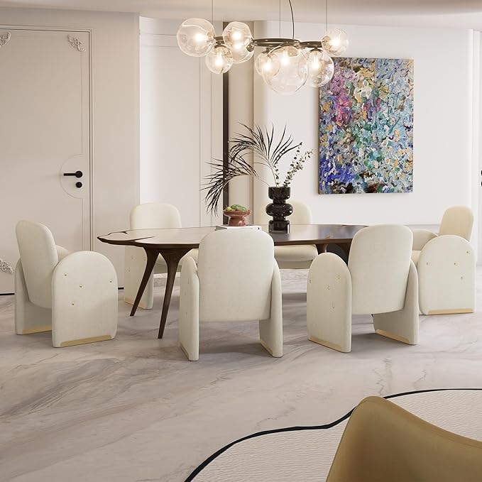 YOUTASTE Oversized Accent Chair for Living Room Bedroom Office, Upholstered Mohair Armchair with Wood Frame and Gold Metal Legs, Mid-Century Modern Lounge Chair, Beige