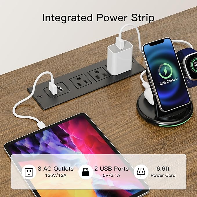 Marsail Modern Farmhouse TV Stand, Entertainment Center with Storage Cabinets, Adjustable Shelves and Power Outlets for Televisions up to 80 Inch, TV Console Table for Living Room, Brown&White